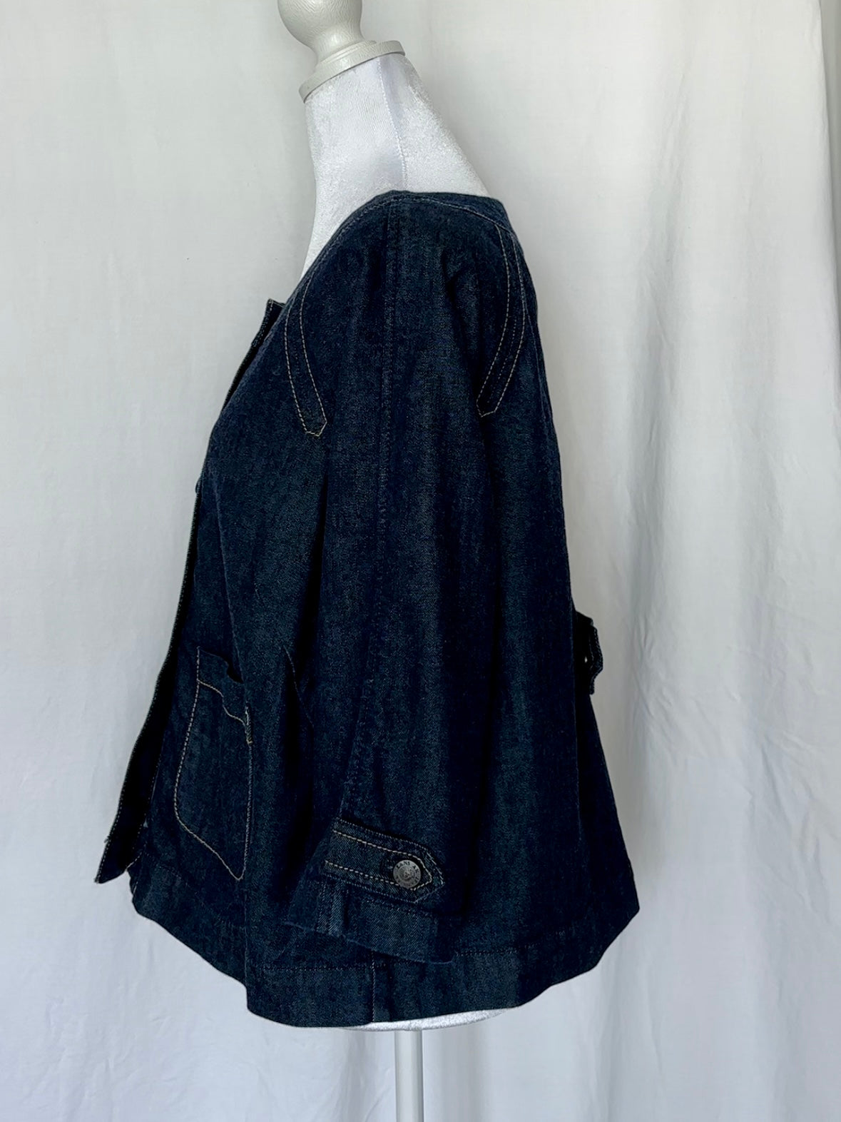 Anne Klein Size M Denim Trapeze 3/4 Sleeve Jacket