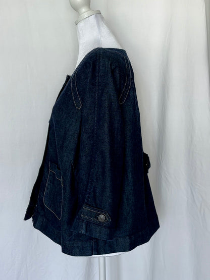 Anne Klein Size M Denim Trapeze 3/4 Sleeve Jacket