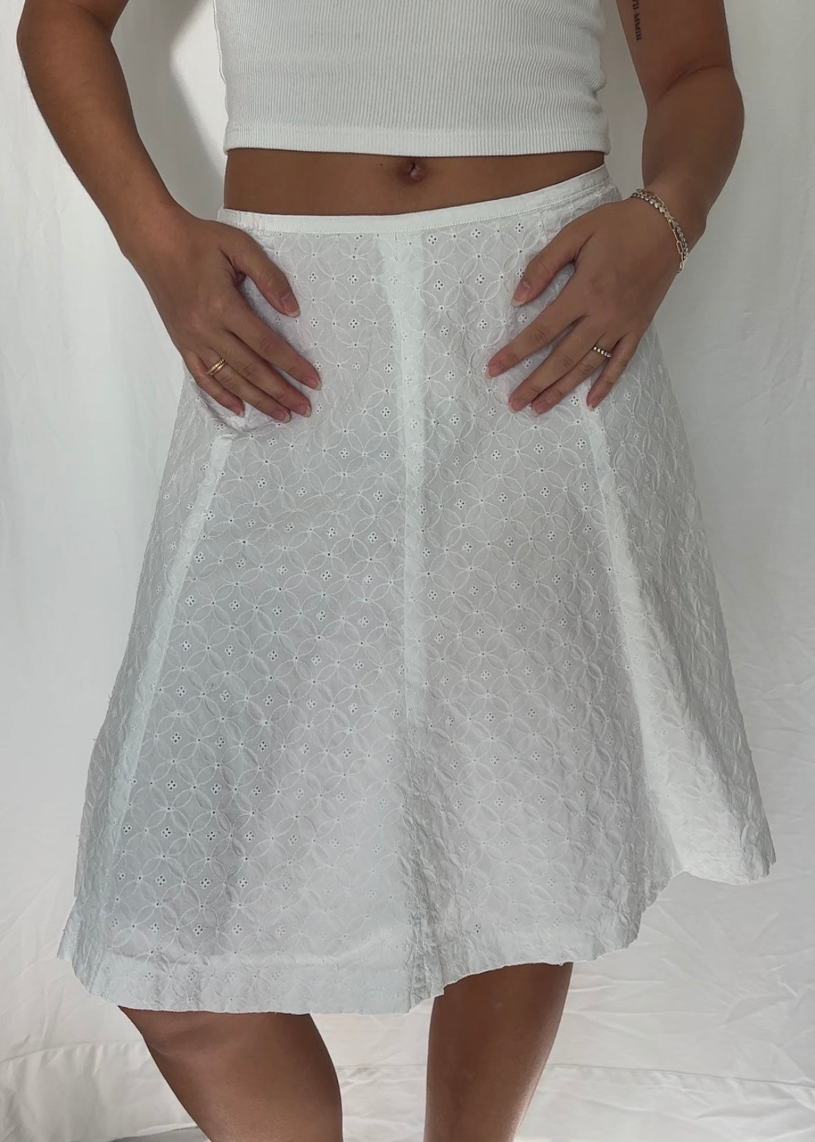 Size XS Cotton Lace Midi Skirt