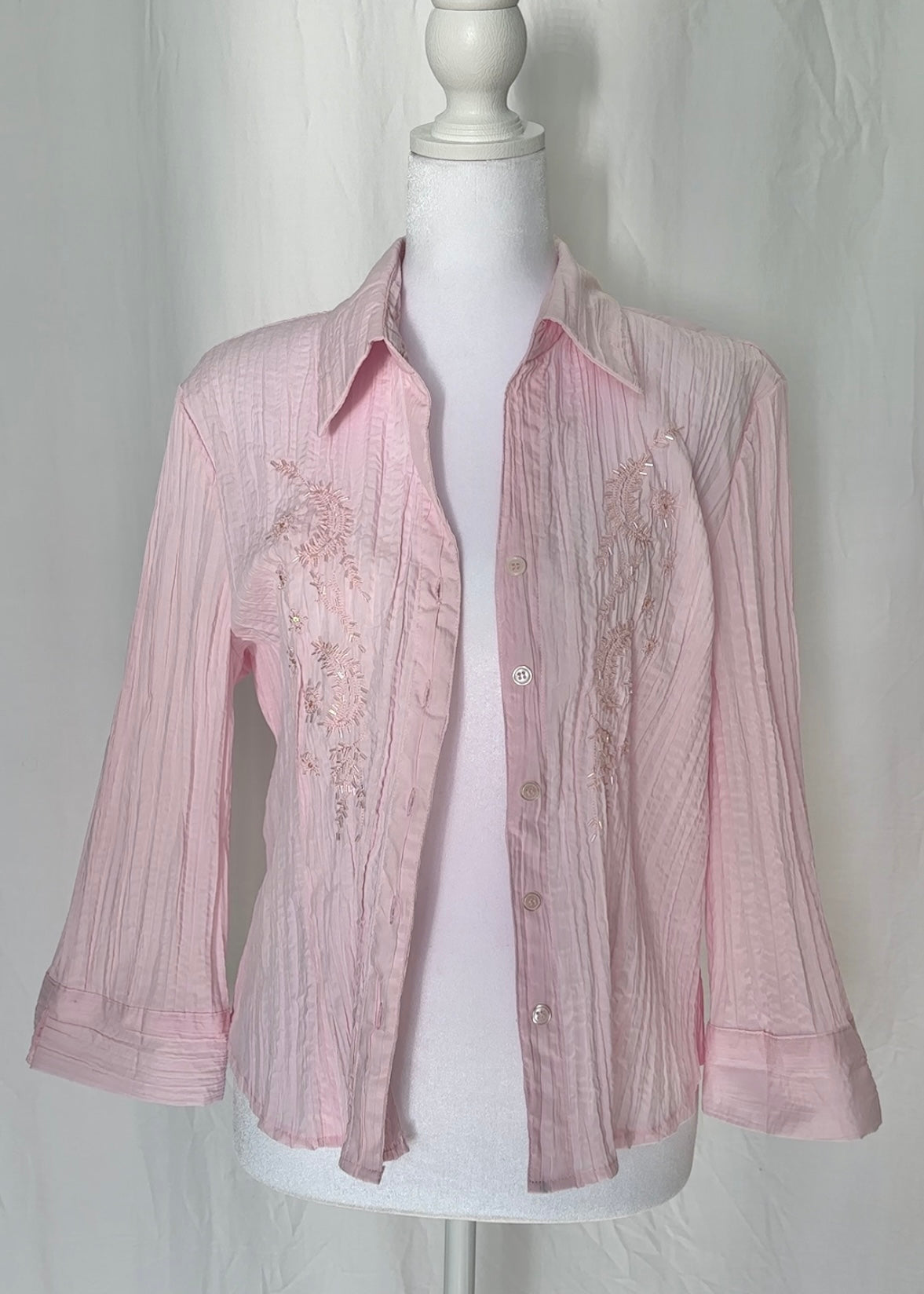 Bay Studio Size S Beaded Button Up Long Sleeve Top