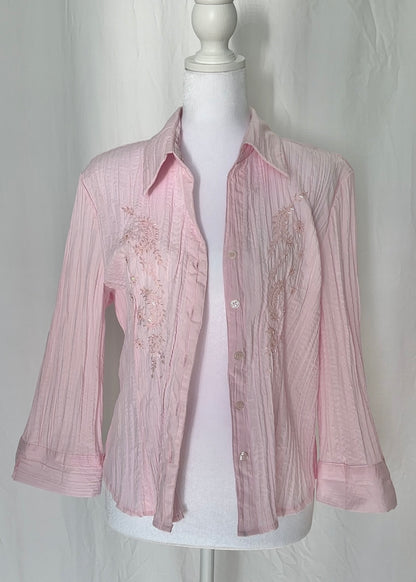 Bay Studio Size S Beaded Button Up Long Sleeve Top
