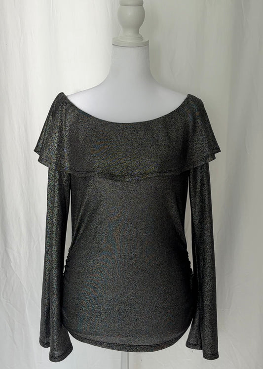 By & By Size L Metallic Off The Shoulder Long Sleeve Top