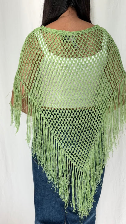 Say What? One Size Knit Fringe Poncho