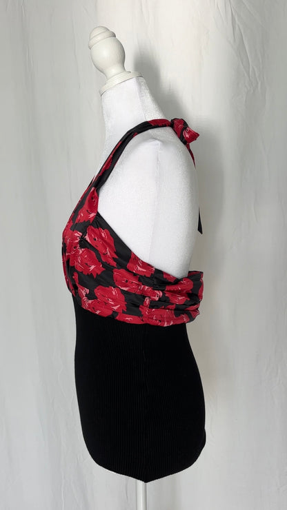 2B Bebe Size S Floral Knit Halter Top