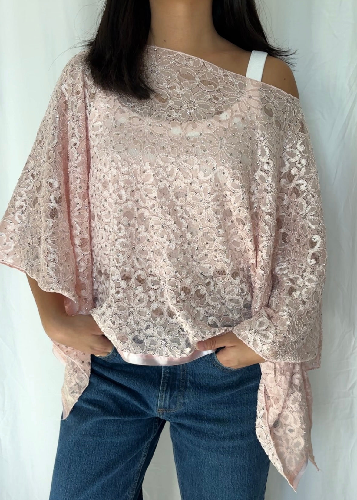 Jaipur Size S/M Lace Glitter Poncho Top