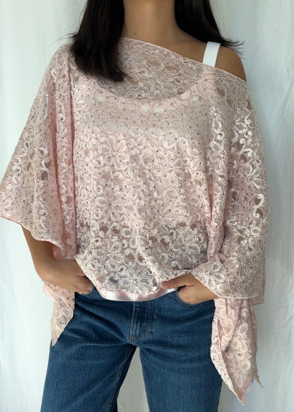Jaipur Size S/M Lace Glitter Poncho Top