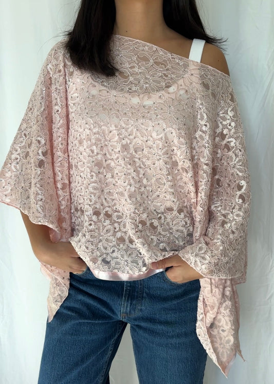 Jaipur Size S/M Lace Glitter Poncho Top