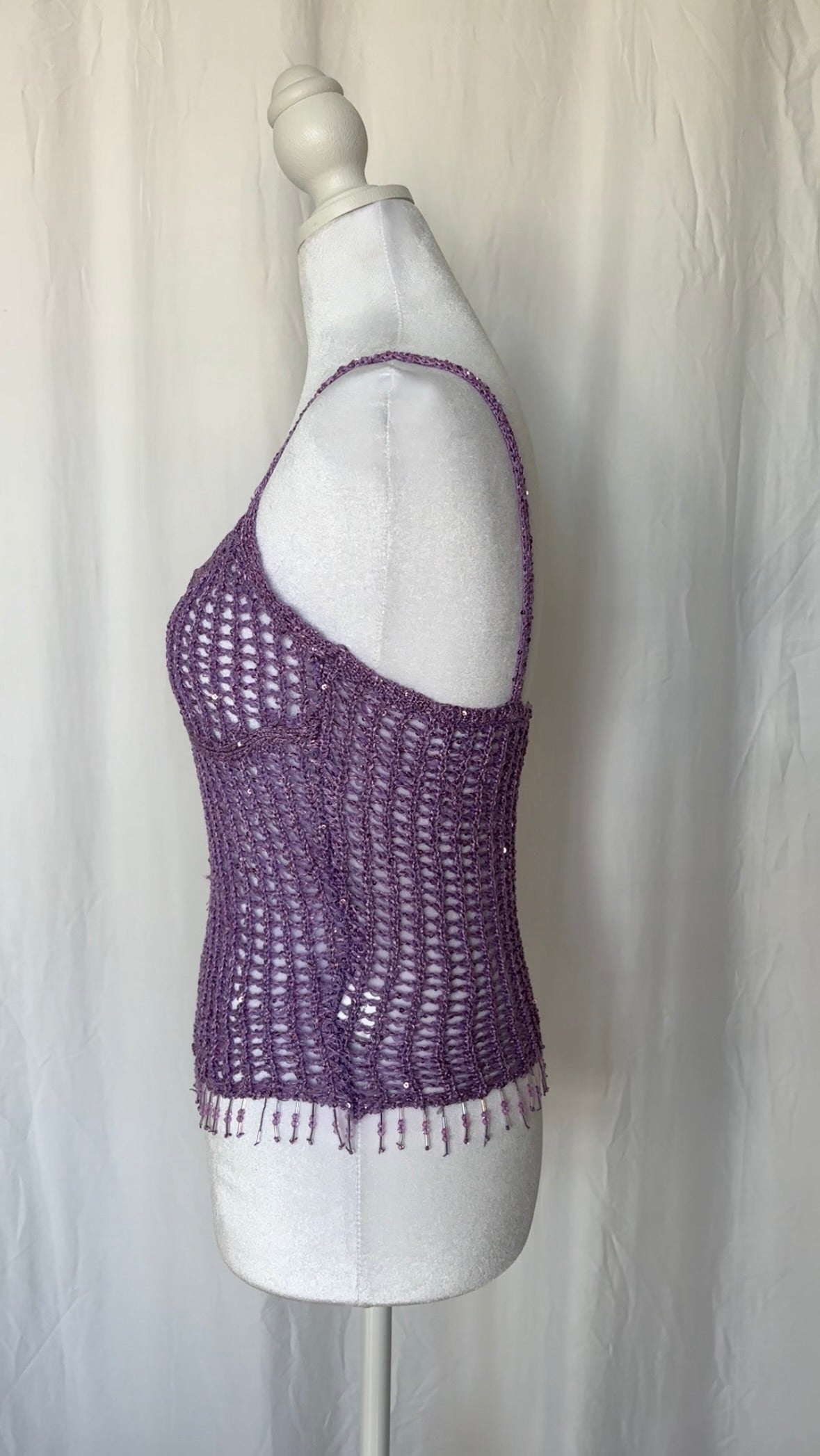 LA Hearts Size S Beaded Crochet Sleeveless Tank Top