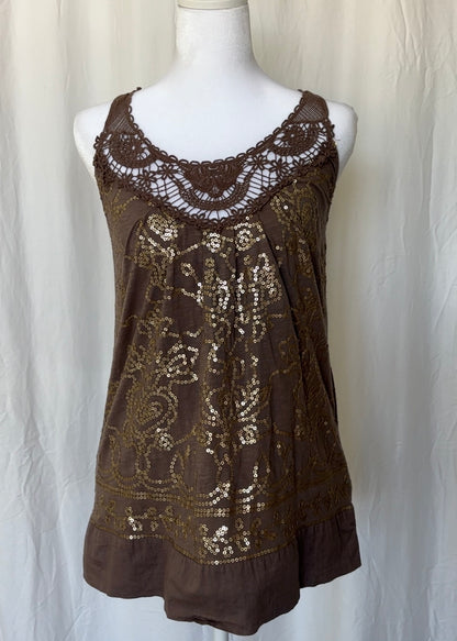 Size S Sequin Embroidered Sleeveless Top