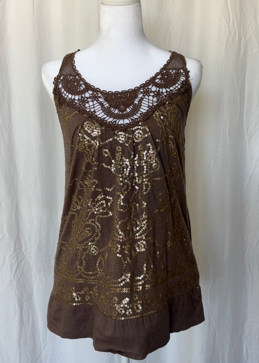 Size S Sequin Embroidered Sleeveless Top