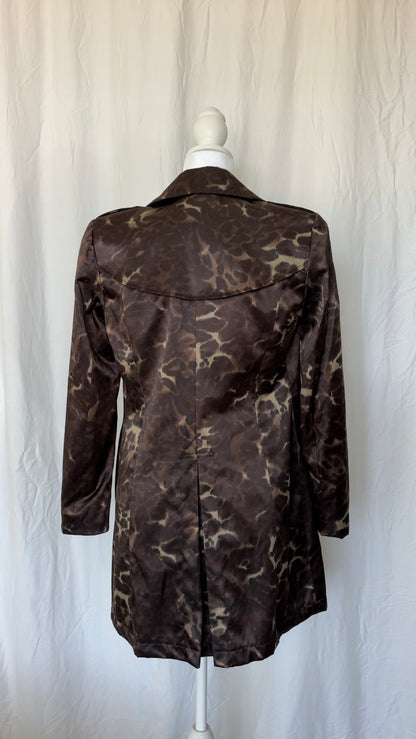 Laudrew Size XS Cheetah Print Long Sleeve Trench Coat