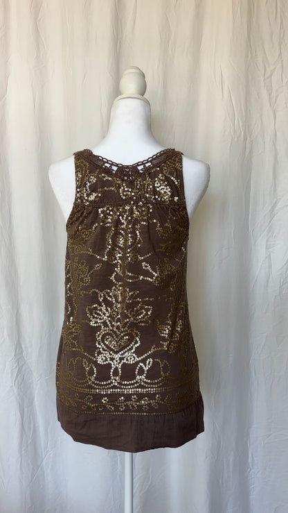 Size S Sequin Embroidered Sleeveless Top