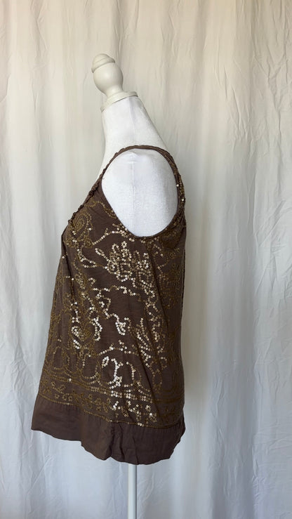 Size S Sequin Embroidered Sleeveless Top